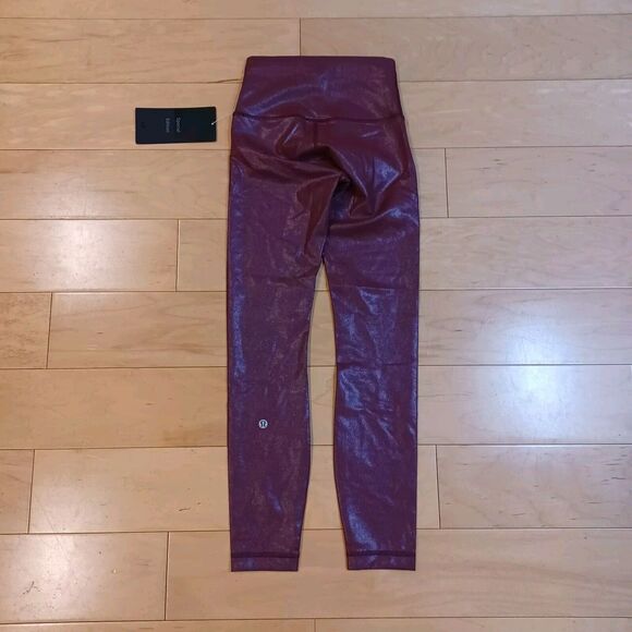 NWT Lululemon Wunder Train HR Tight 25" *Foil -Radiate Foil Print Red Merlot 2 - Picture 6 of 12